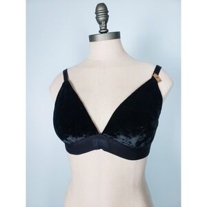 PINK Victoria's Secret Women's L Black Velour Removable‎ Padding Bralette NWT